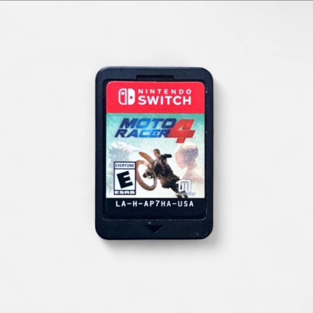“Moto Racer 4” Game cartridge for the Nintendo Switch.